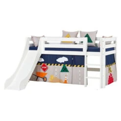 Hoppekids Halbhohes Bett ECO Luxury 90x200 Cm Mit Rutsche, Gerader Leiter & Absturzsicherung