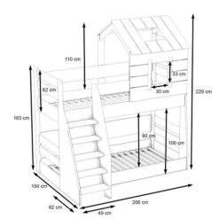 Nature Kid My House Etagenbett Weiß/grau Liegefläche 90/100 X 200 Cm -Geschäft Für Babyprodukte 466034 bergamo etagenbett sketch 2