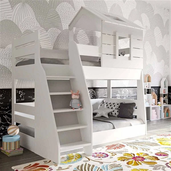 Nature Kid My House Etagenbett Weiß/grau Liegefläche 90/100 X 200 Cm