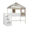 LIFETIME Halbhohes Hüttenbett The Hideout Mit Treppenmodul | Weiß | 90x200 Cm -Geschäft Für Babyprodukte 47270 10 gr