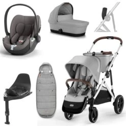 CYBEX Gazelle S Kinderwagen Lava Grey + Cloud T I-Size + Zubehör Bundle