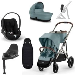 CYBEX Gazelle S Kinderwagen Sky Blue + Cloud T I-Size + Zubehör Bundle
