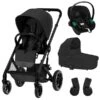 CYBEX Balios S LUX Kinderwagen & CYBEX Aton S2 I-Size Moon Black Bundle -Geschäft Für Babyprodukte cybex balios s lux cot s lux aton s2 i size adapter moon black bundle
