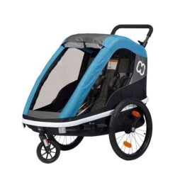 Hamax Avenida Twin Fahrradanhänger Petrol Blau Mit Federung - Inkl. Deichsel & Buggyrad -Geschäft Für Babyprodukte ham400010 avenida petrolblue stroller wheel open 1