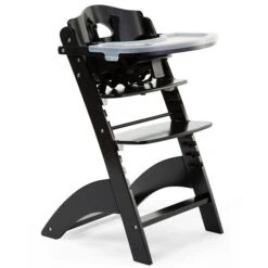 Childhome Lambda 3 Hochstuhl Schwarz Mit Schutzbügel, Gurtsystem Und Tisch
