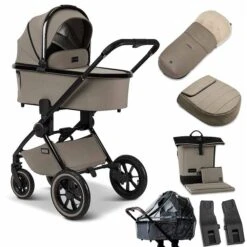 Moon Gio Plus Kombi-Kinderwagen Mud/black Chrome Zubehör Bundle