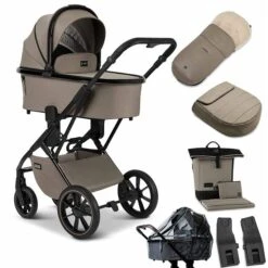 Moon Piú Kombi-Kinderwagen Mud/black Chrome Zubehör Bundle