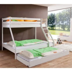 Relita MIKE Etagenbett Buche Massiv Weiß 90/140 X 200 Cm - Frachtfrei -Geschäft Für Babyprodukte mike weiss bettkasten gr 1