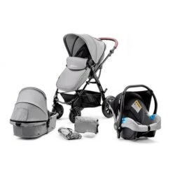 Kinderkraft MOOV 3in1 Kinderwagen Grey Inkl. Babyschale, Adapter & Regenverdeck