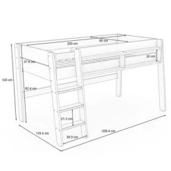 Nature Kid Noel Hochbett Weiß/natur Mittelhoch 90 X 200 Cm -Geschäft Für Babyprodukte novara mittelbett skizze
