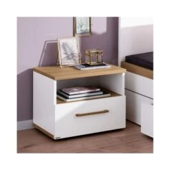 Paidi Oscar Nachtkommode - 1 Schubkasten, 1 Fach Kreideweiß/Eiche-Nebraska - Zum Aktionspreis