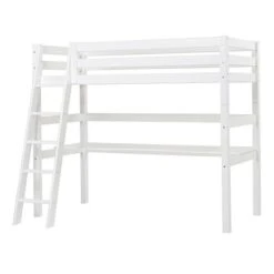 Hoppekids Hochbett ECO Luxury 90x200 Cm M. Schräger Leiter, Tischplatte & Absturzsicherung