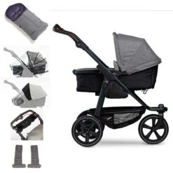 Tfk Mono 2 Kombi Kinderwagen Premium Grau Luftkammer Radset Bundle Mit Cupholder