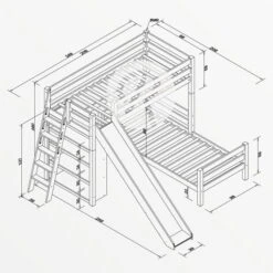 Relita SKY Etagenbett Buche Massiv Natur Inkl. Regal & Rutsche - Zu 2 Einzelbetten Umbaubar -Geschäft Für Babyprodukte sky bemassung 1