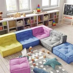Nature Kid Kindersitzecke In Blau Mit Anti-rutsch Unterboden -Geschäft Für Babyprodukte sofa bunt 2 4